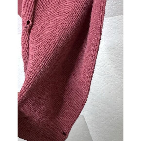 Volcom Size L Mens Sweater Crew Neck Long Sleeve Casual Thermal Waffle Burgundy - Picture 5 of 10